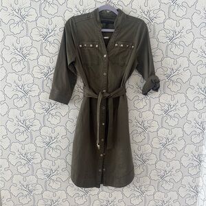 White House Black Market Khaki Long Sleeve Dress